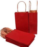 🎁 red medium size paper gift bags with handle - 8" x 4.5" x 10.5" - pack of 24 logo