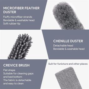 img 1 attached to 🧹 LOCKEN 7Pcs Microfiber Feather Dusters Cleaning Kit - Flexible Heads, Washable & Reusable Covers for Car, Ceiling Fan, Cobweb, Household Duster with Extension Pole