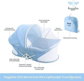 img 2 attached to 🛏️ Huggybee Bassinet: Portable, Travel-Friendly, Foldable Bed for Babies - Blue - Ideal for Indoor and Outdoor Use