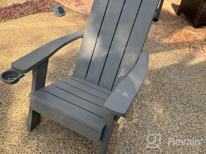 img 1 attached to FRUITEAM Taupe Adirondack Chair With Cup Holder - Weather-Resistant Outdoor Fire Pit And Patio Chair For Yard, Deck, Garden, And Lawn - Ergonomic Lounge Chair With 350Lbs Weight Capacity review by Dave Wolf