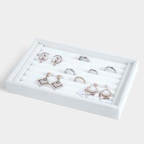 img 3 attached to White Velvet 7 Slot Jewelry Organizer Earring Ring Trays Showcase Display