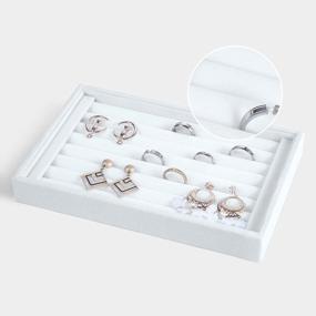 img 2 attached to White Velvet 7 Slot Jewelry Organizer Earring Ring Trays Showcase Display