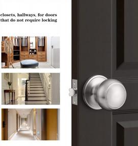 img 2 attached to Probrico Passage Door Knobs Brushed Nickel Interior Keyless Round Door Knobs Hall/Closet Handles, 6 Pack