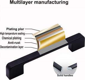 img 2 attached to Упаковка из 10 черных квадратных ручек для шкафов-современные ручки ящиков для кухни и ванной комнаты-5-дюймовые центры отверстий-из цинкового сплава
