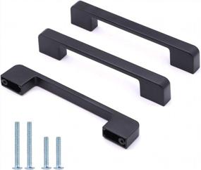 img 4 attached to Pack Of 10 Black Square Cabinet Pulls - Modern Kitchen And Bathroom Drawer Handles - 5 Inch Hole Centers - Made Of Zinc Alloy