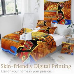 img 1 attached to Queen Size African Woman Bedding Set - Ethnic Afro Decor Duvet Covers & Comforter With Ancient Desert Print Bedspread