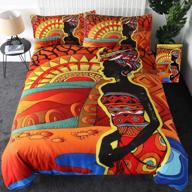 queen size african woman bedding set - ethnic afro decor duvet covers & comforter with ancient desert print bedspread logo