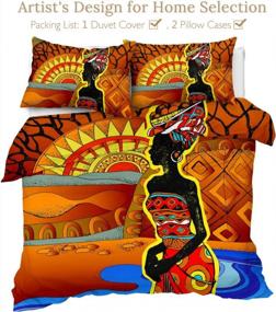 img 3 attached to Queen Size African Woman Bedding Set - Ethnic Afro Decor Duvet Covers & Comforter With Ancient Desert Print Bedspread