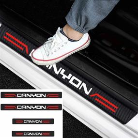 img 4 attached to ✨ DONGT 4 Pcs for GMC Canyon Door Sill Protector Reflective 4D Carbon Fiber Sticker Decoration: The Ultimate Accessory for GMC Canyon White - Enhance Your Entry Guard & Protect Your Doors!