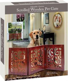 img 3 attached to 🐾 Versatile and Stylish 3-Section Adjustable and Scrolled Wooden Pet Gate by Etna