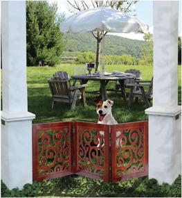 img 2 attached to 🐾 Versatile and Stylish 3-Section Adjustable and Scrolled Wooden Pet Gate by Etna