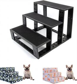img 4 attached to Folding Dog Stairs Lightweight Pet Steps Cat Ramp With 2-Pack Machine Washable Covers For High Beds, Couch And Sofa - CuteBone GTJ02 Easy To Assemble