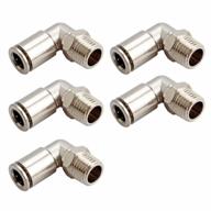 pack of 5 beduan brass elbow push connect air fittings, 90 degree adapter with 3/8" tube od and 1/8" npt male thread for optimal air flow logo