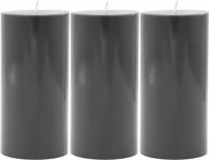 3-pack grey pillar candles hand poured unscented - candlenscent 3x6 logo