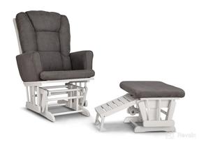 img 3 attached to 🪑 Graco Sterling Glider and Nursing Ottoman Set - White/Gray Cleanable Upholstered Comfort Rocking Nursery Chair with Ottoman