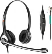 wantek corded telephone headset dual w/noise canceling mic compatible with shoretel plantronics polycom zultys toshiba nec aspire dterm nortel norstar meridian siemens rolm landline deskphones(f602s2) logo