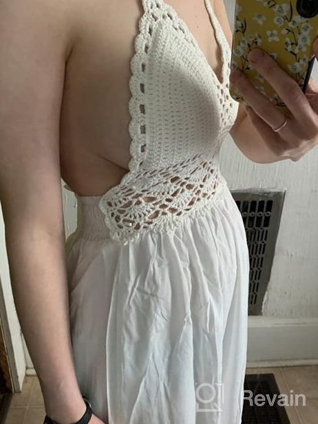 img 1 attached to LILBETTER Bohemian Halter Maxi Dress For Women With Crochet Back And Beach Style review by Matthew Richards