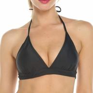 flatter your curves with our classic retro women's push up bikini top - v-neck & padded logo