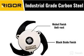 img 1 attached to 🔧 Universal Oil Filter Wrench, RIGOR 23026, Adjustable 2.4" to 3.6", 3/8" Drive, Super Magnetic, Spring-Loaded Steel 3 Jaw for Secure Grip, Includes 1/2"F to 3/8"M Drive Adapter