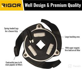 img 2 attached to 🔧 Universal Oil Filter Wrench, RIGOR 23026, Adjustable 2.4" to 3.6", 3/8" Drive, Super Magnetic, Spring-Loaded Steel 3 Jaw for Secure Grip, Includes 1/2"F to 3/8"M Drive Adapter
