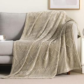 img 2 attached to Fuzzy Fleece Throw Blanket 50X60 Inches - Exclusivo Mezcla Soft Decorative Geometry Pattern Plush Blanket For Couch Sofa, Champagne
