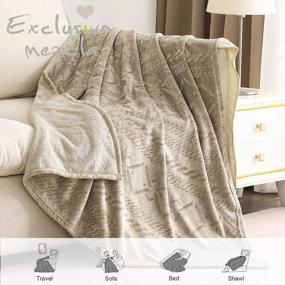 img 3 attached to Fuzzy Fleece Throw Blanket 50X60 Inches - Exclusivo Mezcla Soft Decorative Geometry Pattern Plush Blanket For Couch Sofa, Champagne