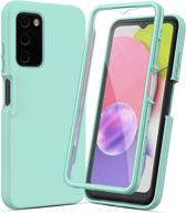 📱 pulen galaxy a03s case with built-in screen protector - international model, rugged pc front cover + soft tpu non-slip back cover, full-body protective case - green logo