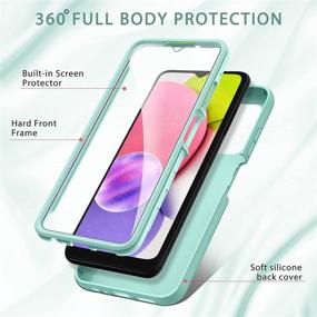 img 3 attached to 📱 PULEN Galaxy A03S Case with Built-in Screen Protector - International Model, Rugged PC Front Cover + Soft TPU Non-Slip Back Cover, Full-Body Protective Case - Green