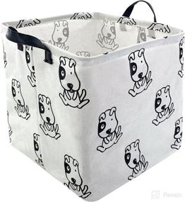 img 4 attached to 🐶 SineGux Large Square Storage Basket Cube - Nursery Toy Organizer & Waterproof Laundry Bin with Handles - Collapsible Canvas Boxes for Playroom, College Dorms & Shelves - Ideal Gift Baskets (Puppies)