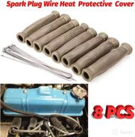 upsourcetech titanium 1800° spark plug wire boots heat shield protective sleeve cover 8 pcs kit for bbc sbc 350 454 wires holder heat shield (titanium color) логотип