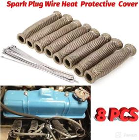 img 4 attached to UpsourceTech Titanium 1800° Spark Plug Wire Boots Heat Shield Protective Sleeve Cover 8 Pcs Kit For BBC SBC 350 454 Wires Holder Heat Shield (Titanium Color)