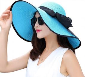 img 4 attached to Women'S Foldable Floppy Sun Hat, Wide Brim UV Protection Straw Beach Cap For Summer