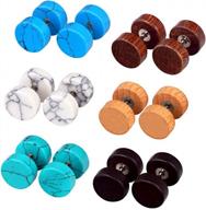 wood and stone fake flesh ear tunnels: stretcher plugs in 6/9 pairs sets, 00g-0g logo