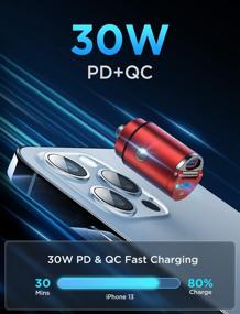 img 3 attached to 🔌 AINOPE USB C Car Charger, 30W PD & PPS 25W & QC3.0 18W, Smallest All-Metal Type C Car Charger for iPhone 13/12, iPad Pro, iPad Mini 6, Samsung S22/S21
