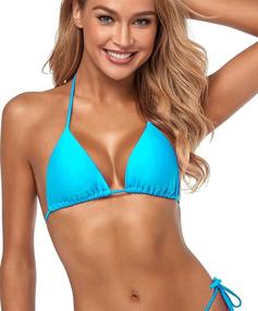 img 4 attached to Tainehs Halter Thong Bikini Top - Sexy Micro Triangle Swimsuit For Women