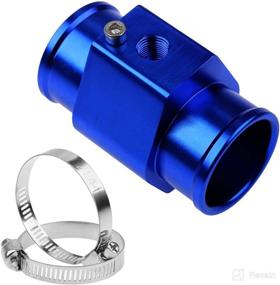 img 2 attached to 💧 Universal Blue Aluminum Water Temperature Gauge Radiator Sensor Adaptor with Hose Clamps - 28mm