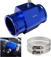 💧 universal blue aluminum water temperature gauge radiator sensor adaptor with hose clamps - 28mm logo