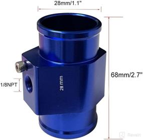 img 3 attached to 💧 Universal Blue Aluminum Water Temperature Gauge Radiator Sensor Adaptor with Hose Clamps - 28mm