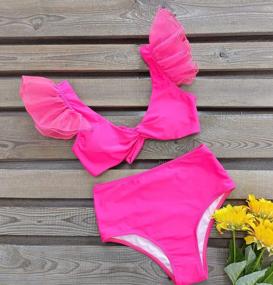 img 1 attached to Women'S Ruffle High Waist Push Up Tropical Print Bikini - SPORLIKE Swimsuit Two Pieces
