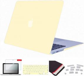 img 4 attached to Compatible MacBook Air Case 13 Inch A1466/A1369 (2010-2017) With Hard Shell, Sleeve Bag, Keyboard Cover Skin & More - Se7Enline Mellow Yellow