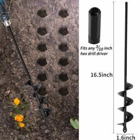 img 2 attached to 2 Set Garden Auger Drill Bits For Planting, 3/8" Hex Drive - 3"X12", 1.6"X16.5
