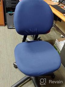 img 5 attached to Чехол для рабочего стула темно-синего цвета - эластичный, съемный и универсальный - идеально подходит для любого компьютерного офисного кресла