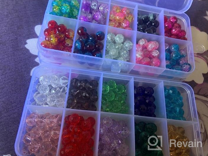 img 1 attached to 400Pcs Assorted Color 8Mm Glass Beads For Jewelry Making Bracelets - Includes 200Pcs Faceted Crystal Glass Beads And 200Pcs Crackle Lampwork Glass Round Beads - Packaged In 2 Boxes By QUEFE review by Amy Moore