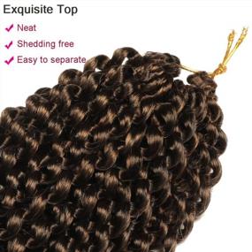 img 2 attached to 18 Inch Ombre Brown Passion Twist Crochet Hair For Women - 6 Packs Long Bohemian Synthetic Curly Braiding Hair Extensions By Ubeleco