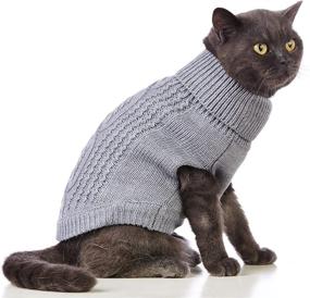 img 2 attached to 🐱 Jnancun Cat Sweater Turtleneck Knitted Sleeveless Cat Clothes Warm Winter Kitten Clothes Outfits for Cats or Small Dogs in Cold Season - Small, Grey