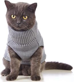 img 3 attached to 🐱 Jnancun Cat Sweater Turtleneck Knitted Sleeveless Cat Clothes Warm Winter Kitten Clothes Outfits for Cats or Small Dogs in Cold Season - Small, Grey