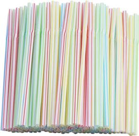 img 4 attached to 🥤 200 Pack of Colorful Disposable Plastic Straws - Flexible and BPA-Free (0.23'' Diameter, 7.8'' Length)