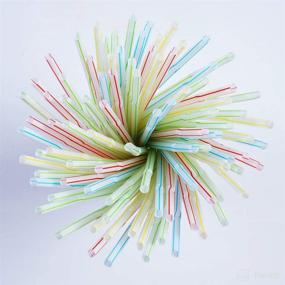 img 1 attached to 🥤 200 Pack of Colorful Disposable Plastic Straws - Flexible and BPA-Free (0.23'' Diameter, 7.8'' Length)