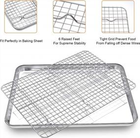 img 1 attached to 3 Pans + 3 Racks Deedro Stainless Steel Baking Sheet With Cooling Racks - Heavy Duty, Non-Toxic & Easy To Clean