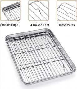 img 2 attached to 3 Pans + 3 Racks Deedro Stainless Steel Baking Sheet With Cooling Racks - Heavy Duty, Non-Toxic & Easy To Clean
